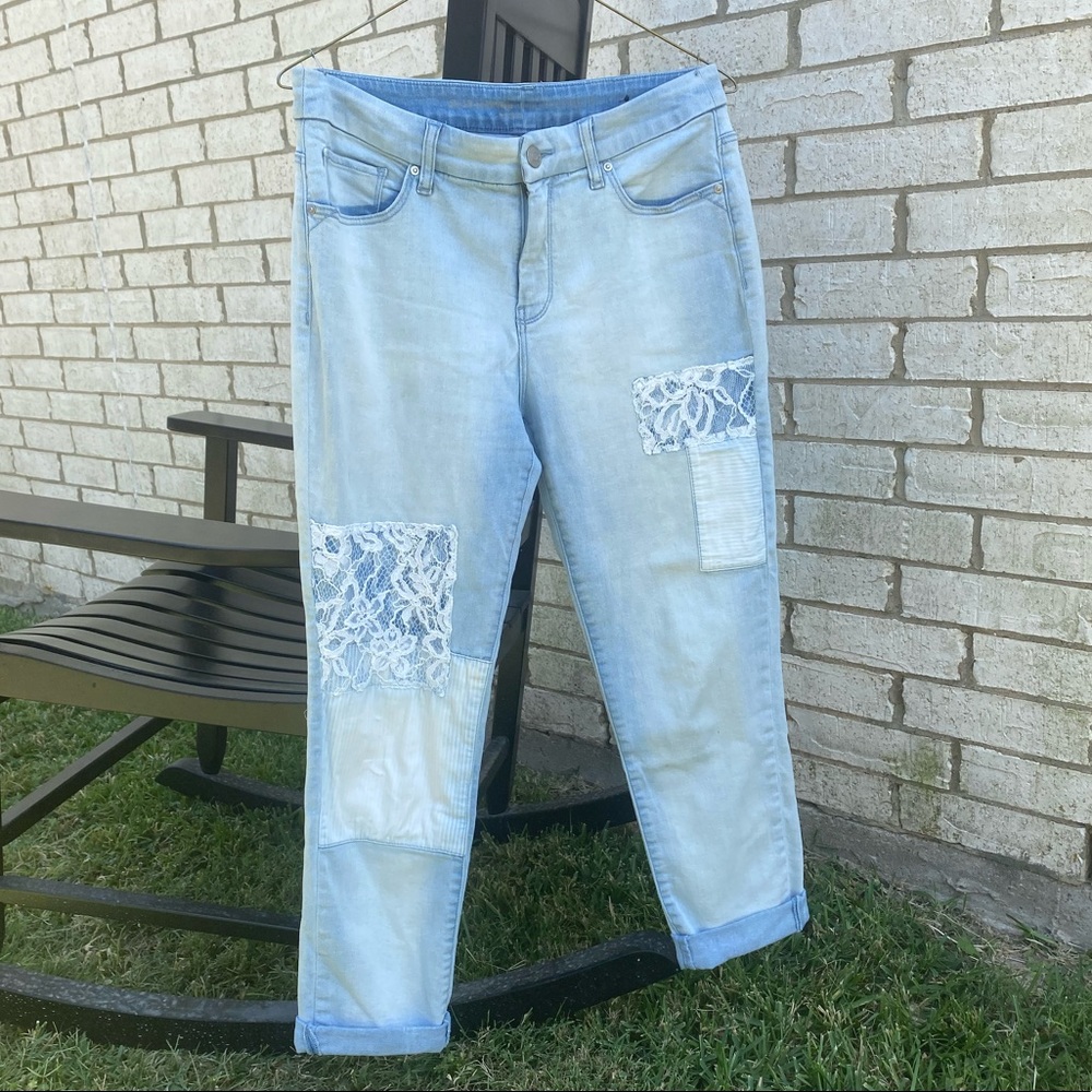 Chico’s Patchwork So Slimming Girlfriend Jeans